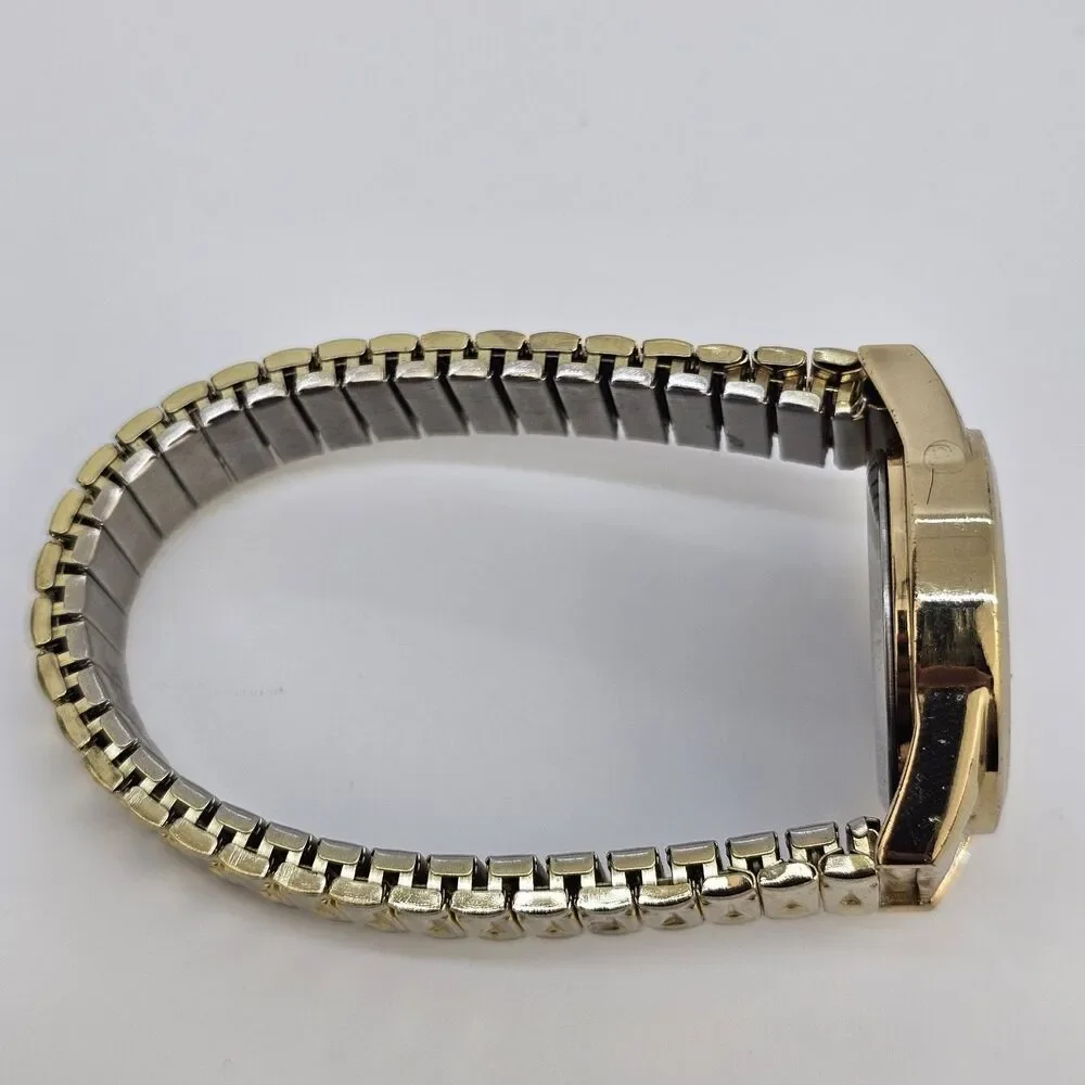 28MM Women's Watch White‎ Dial Gold Case Expandable Band 6